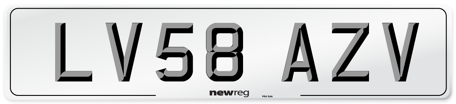 LV58 AZV Number Plate from New Reg